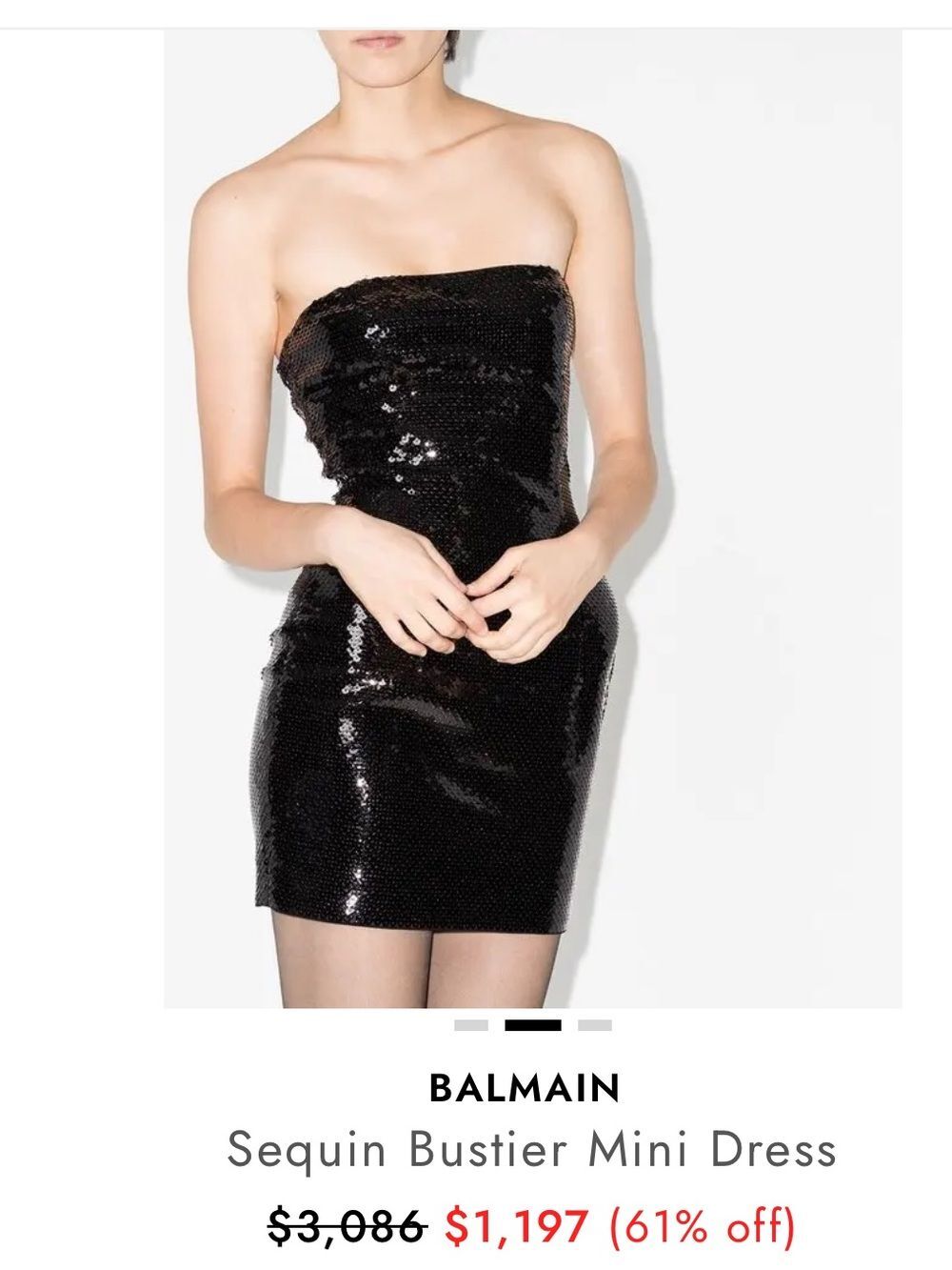 BALMAIN Sequin Bustier Mini Dress in Black 36